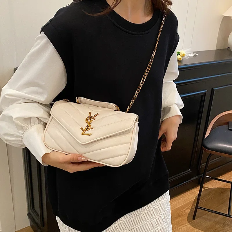 Lusso - Borsa a catena con motivo diamante ricamato da donna di grado 2025 - Elegante, alla moda - in avanti, ideale per varie occasioni