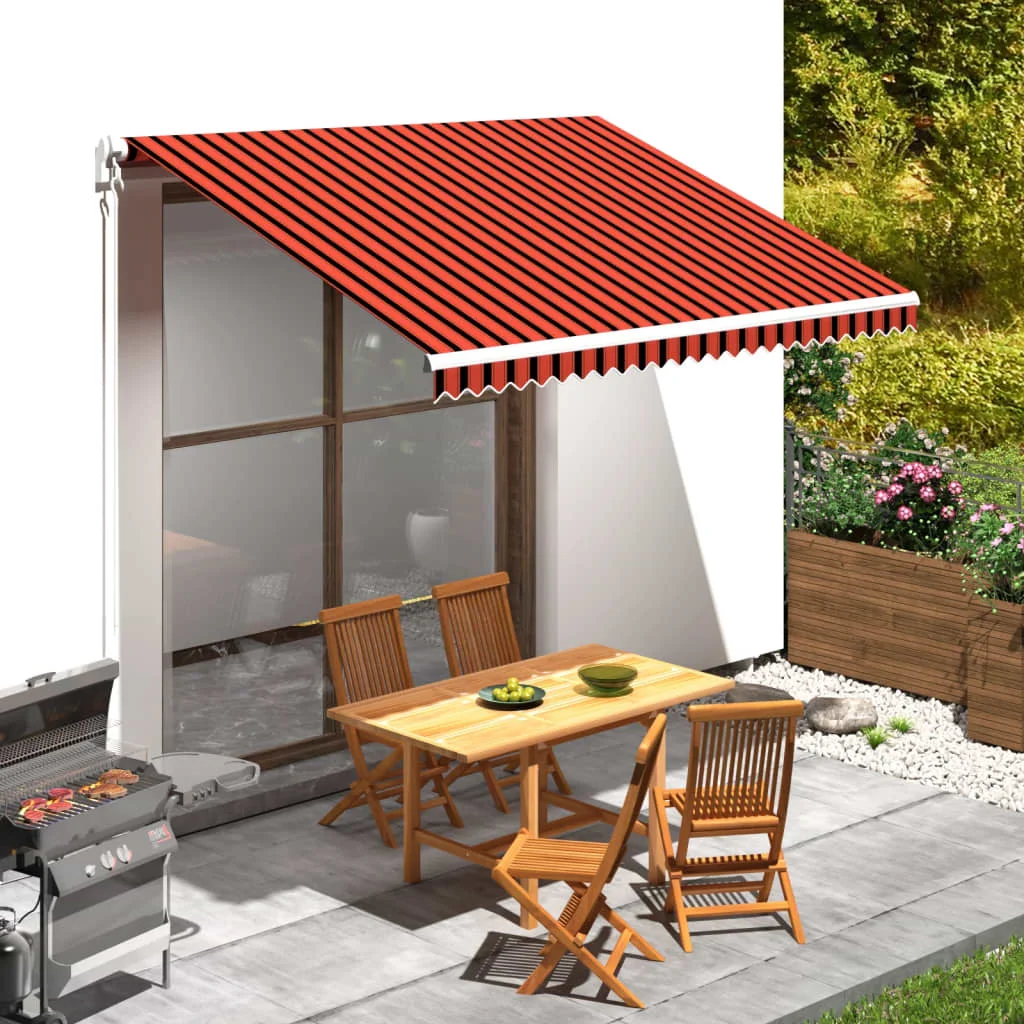 Orange und braune Leinwand-Markise, 350 x 250 cm, für den Außenbereich, Garten, Balkon, Fenster, Markisen, Terrassendekoration