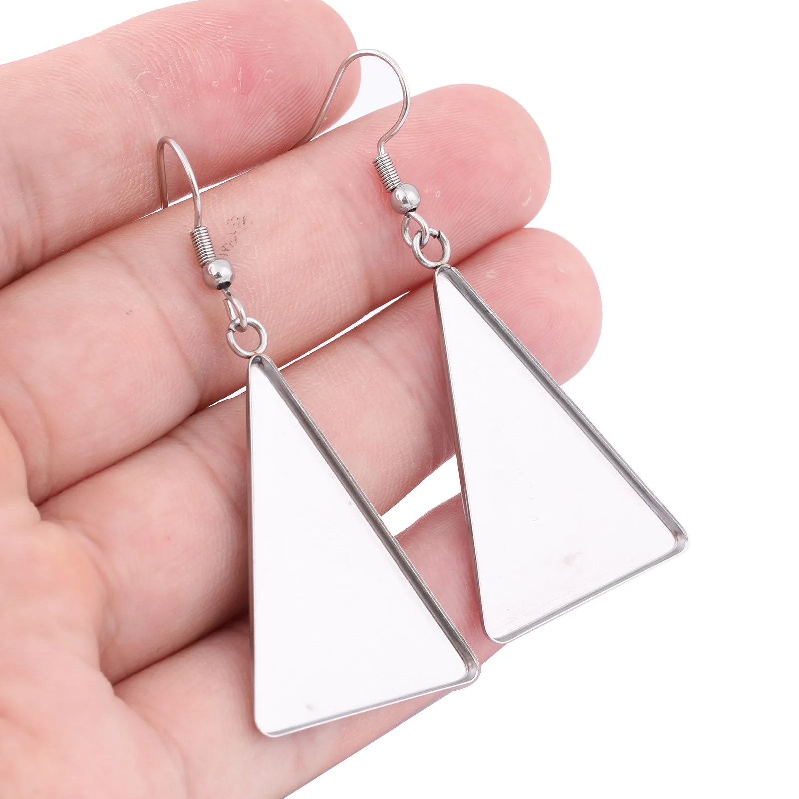 

10pcs Triangle 23x33mm Cabochon Earring Base Blanks Dangle Diy Ear Hooks Findings For Jewelry Making Supplies