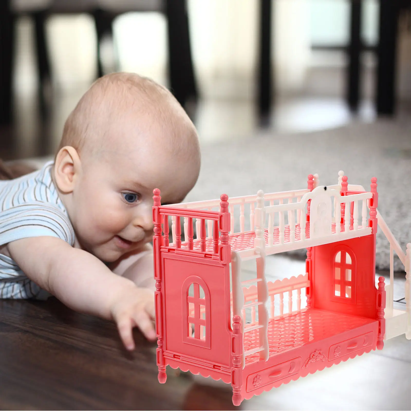 

2 комплекта миниатюрных двухъярусных кроватей, мебель для миниатюрного домика, легкий декор для детской комнаты, модели мини-мебели для творческих игр