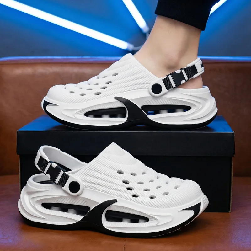 Neue Lochschuhe für Herren im Sommer, dicksohlig, rutschfest, atmungsaktive Fahrersandalen, langlebige und modische Strandschuhe. – Detail 22