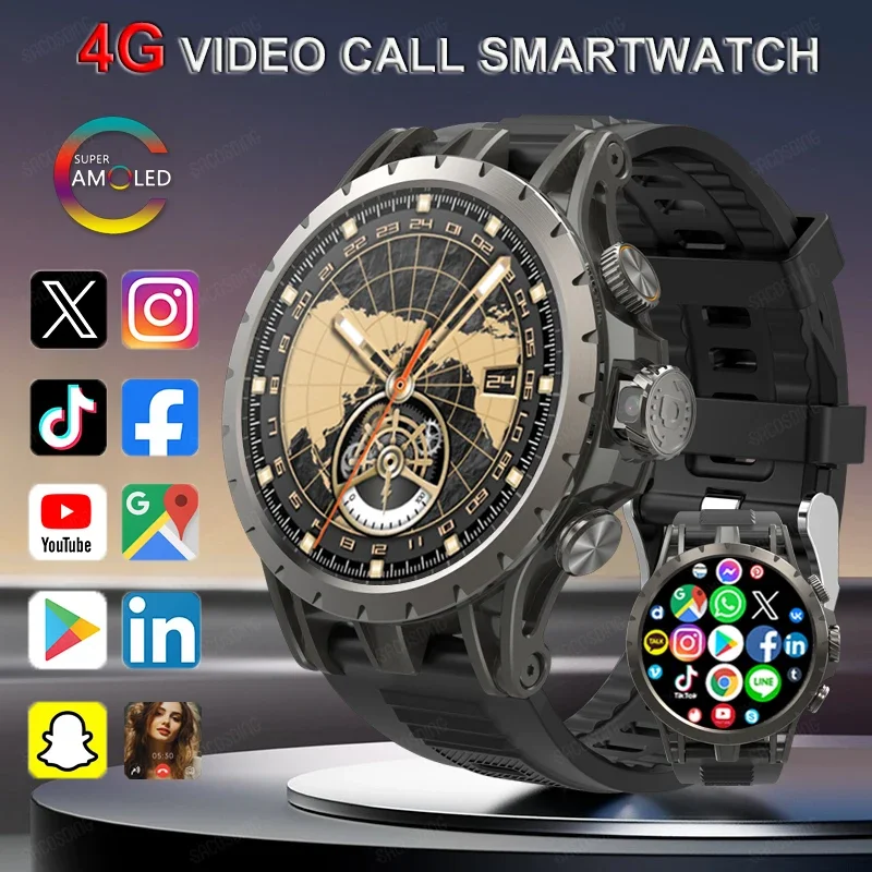 4G Full Netcom Android 9.0 4G Smart Watch 466*466 Amoled 1.43'' Screen Display GPS WIFI HD Video Call 5MP Camera Smartwatch 2024