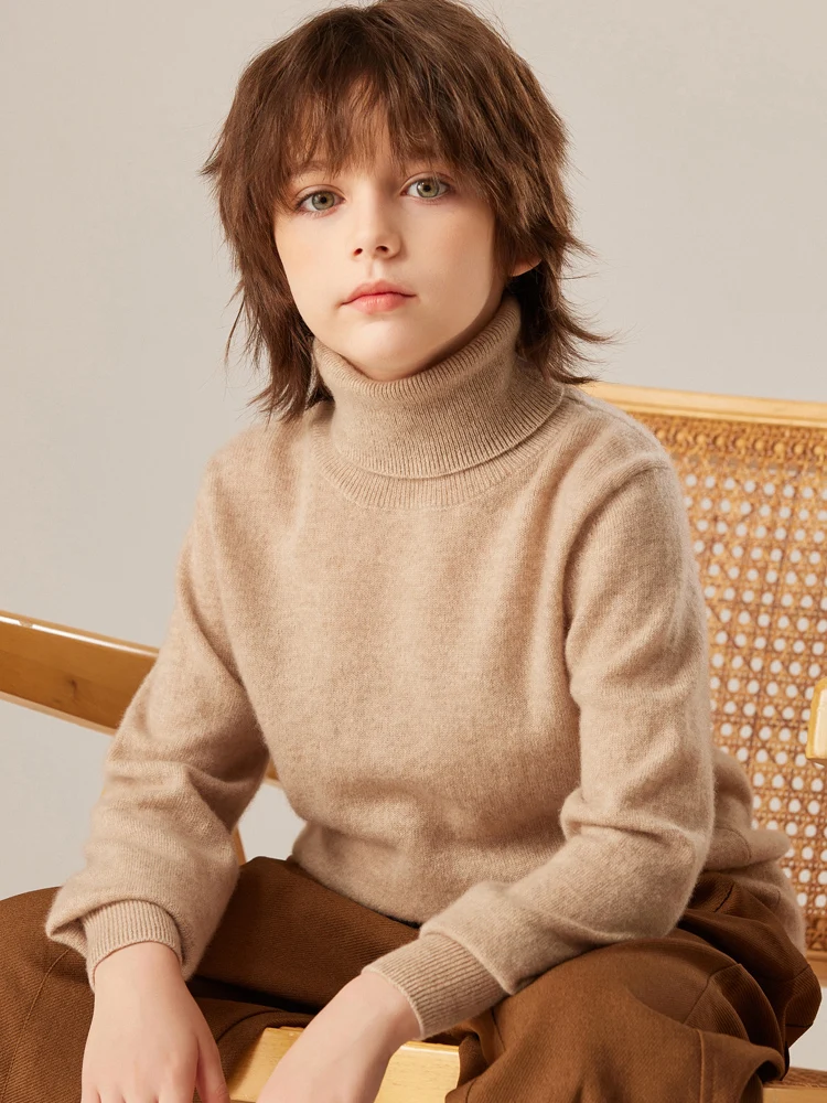 

Children's Cashmere Sweater Mock Neck Pullover Kids Autumn Winter Basic 100% Cashmere Knitwear Girl Boy Long Sleeve Clothing Top