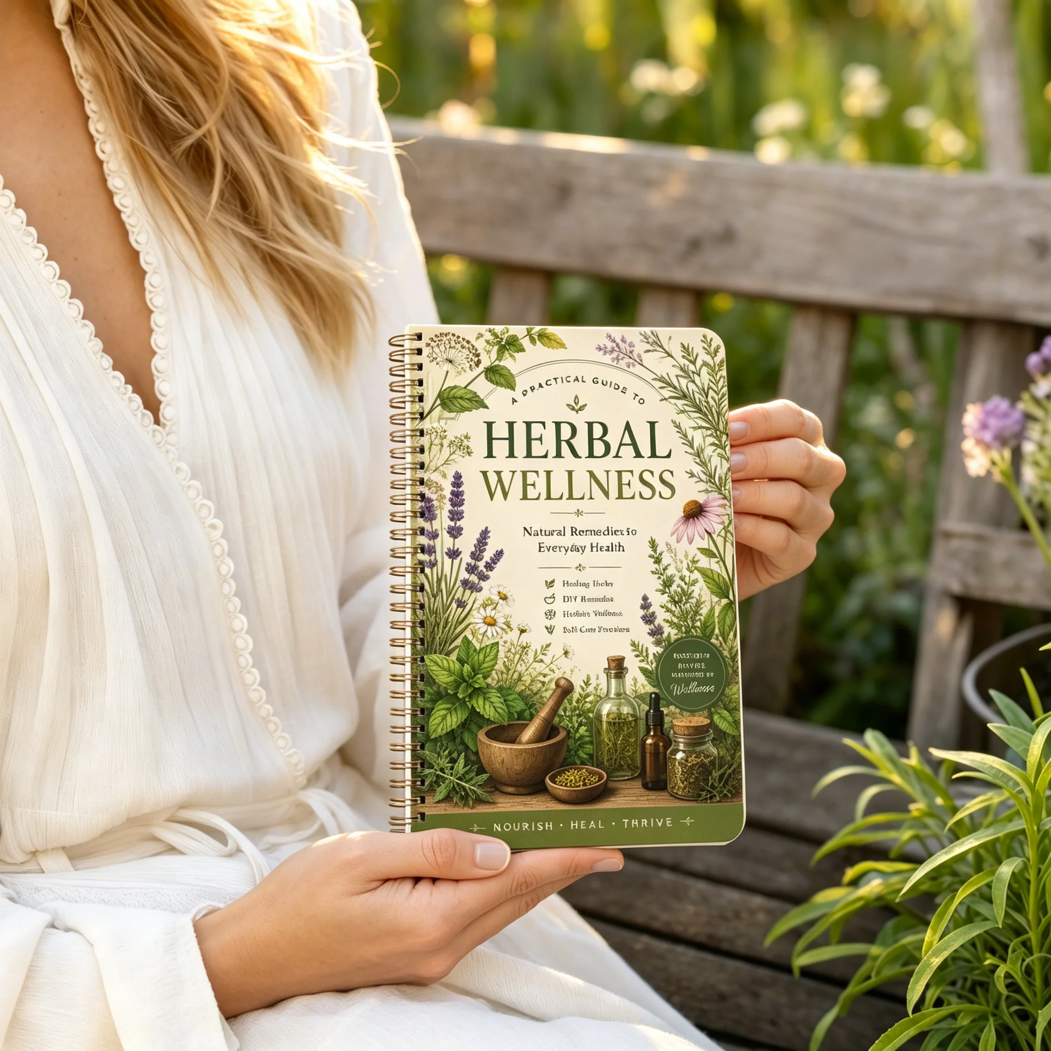 Health Wellness Lifestyle - Caderno Espiral A5 de Remédios Naturais
