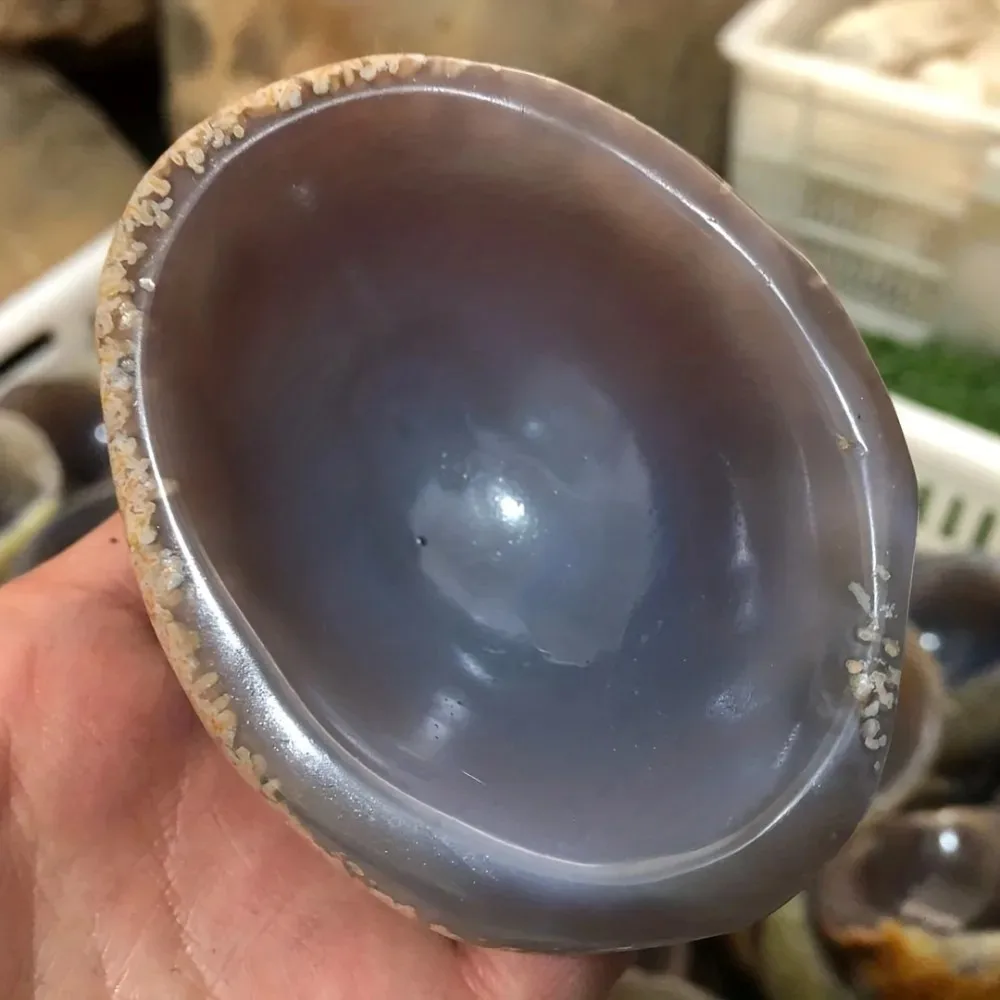 Handcrafted Natural Agate Bowl, Rare Energy Crystal Stoneware for Meditation & Degaussing, Unique Free-Form Gemstone