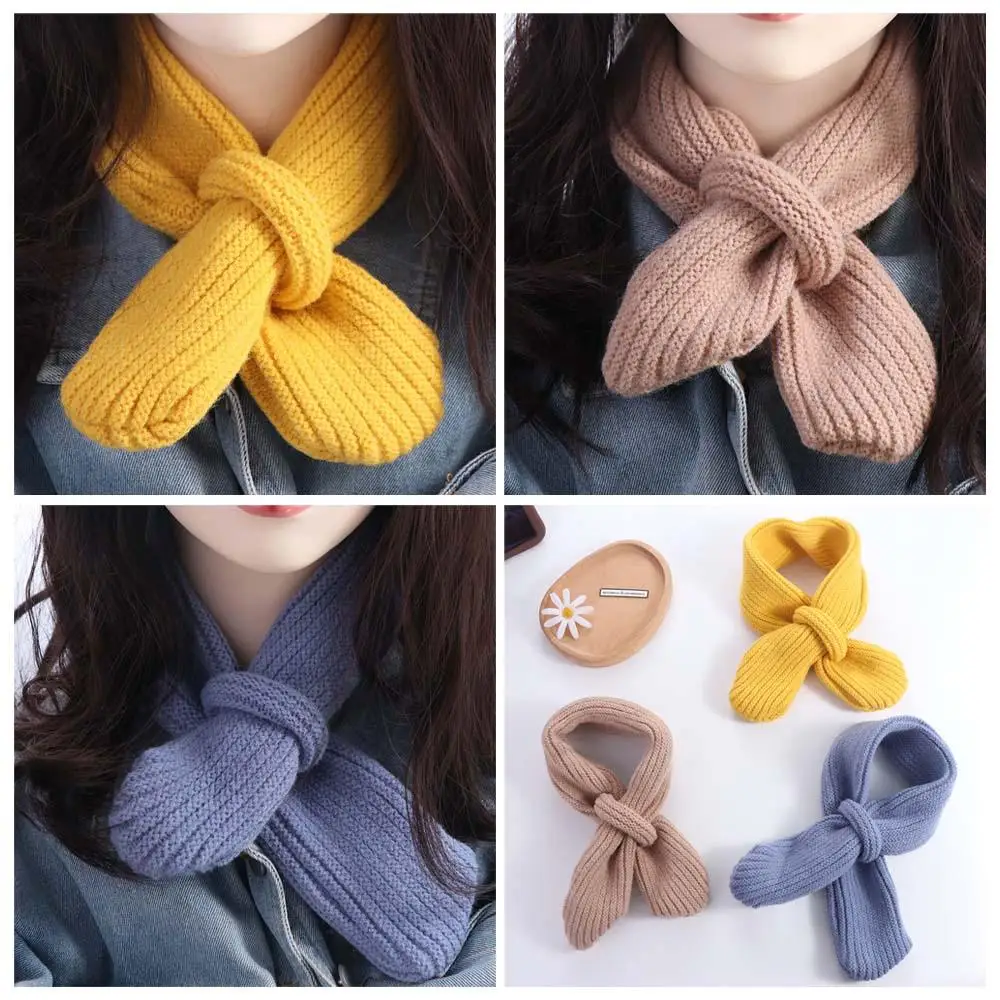 

Fashion Solid Color Boys Girls Scarf Casual Windproof Kids Knitted Scarf Korean Style Outdoor Winter Knit Scarves Gifts
