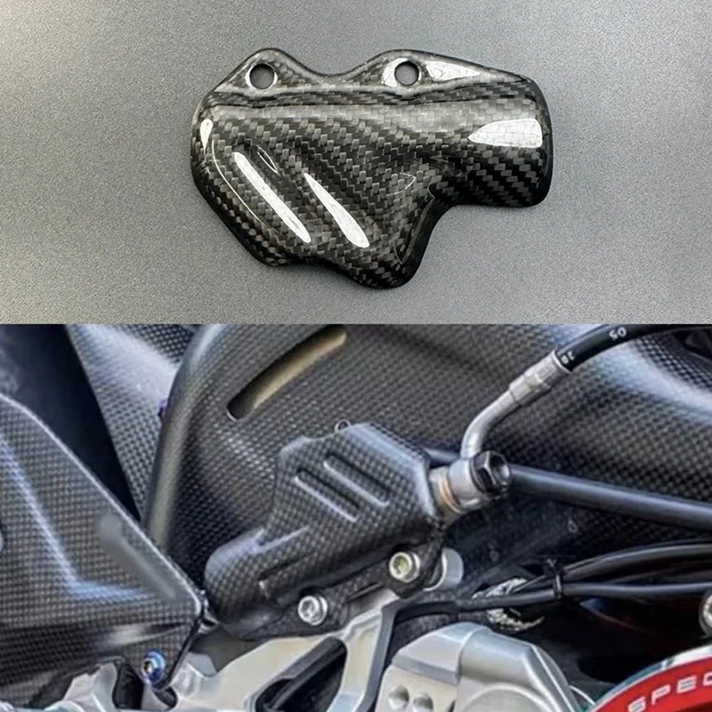 دراجة نارية ألياف الكربون الخلفية غطاء مضخة الفرامل ل دوكاتي Panigale V4 S R V2 ستريتفايتر V4/S غطاء للحماية #5