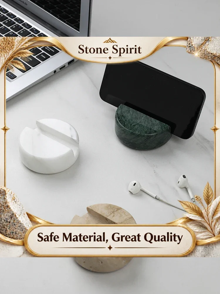 Ahunderjiaz-Natural Marble Cell Phone Display Stand, Light Luxury Home Decoration, Desktop Ornament Base, Decorative Shelves