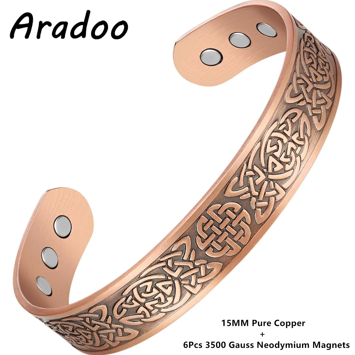 ARADOO 99% Solid Pure Copper Lymphatic Drainage Copper Magnetic Bracelet Cuff Bangle Jewelry Gifts