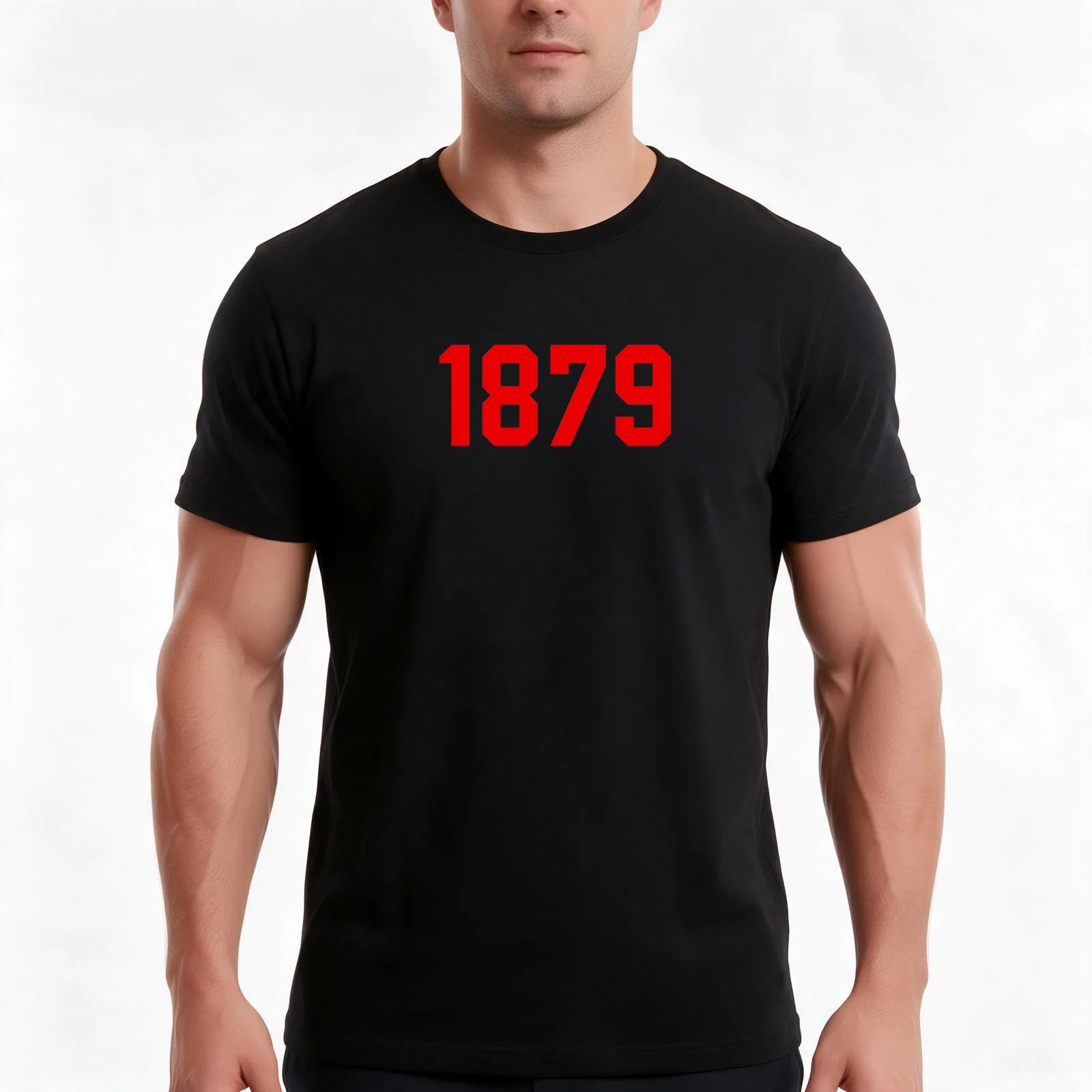 1879 Fulham Red T-Shirt, Summer Casual Cotton Tee, Oversized Streetwear Tops, Vintage Graphic Print, Loose Fit Short Sleeve