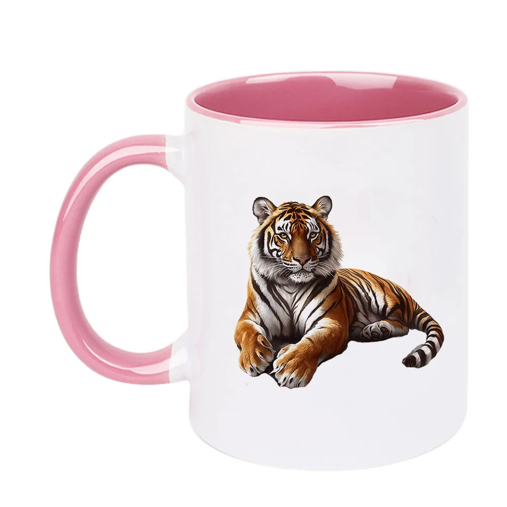 11oz Tiger Print Ceramic Coffee Mug Tableware for Home Party Christmas Holiday Present Outdoor Activities Camping Birthday