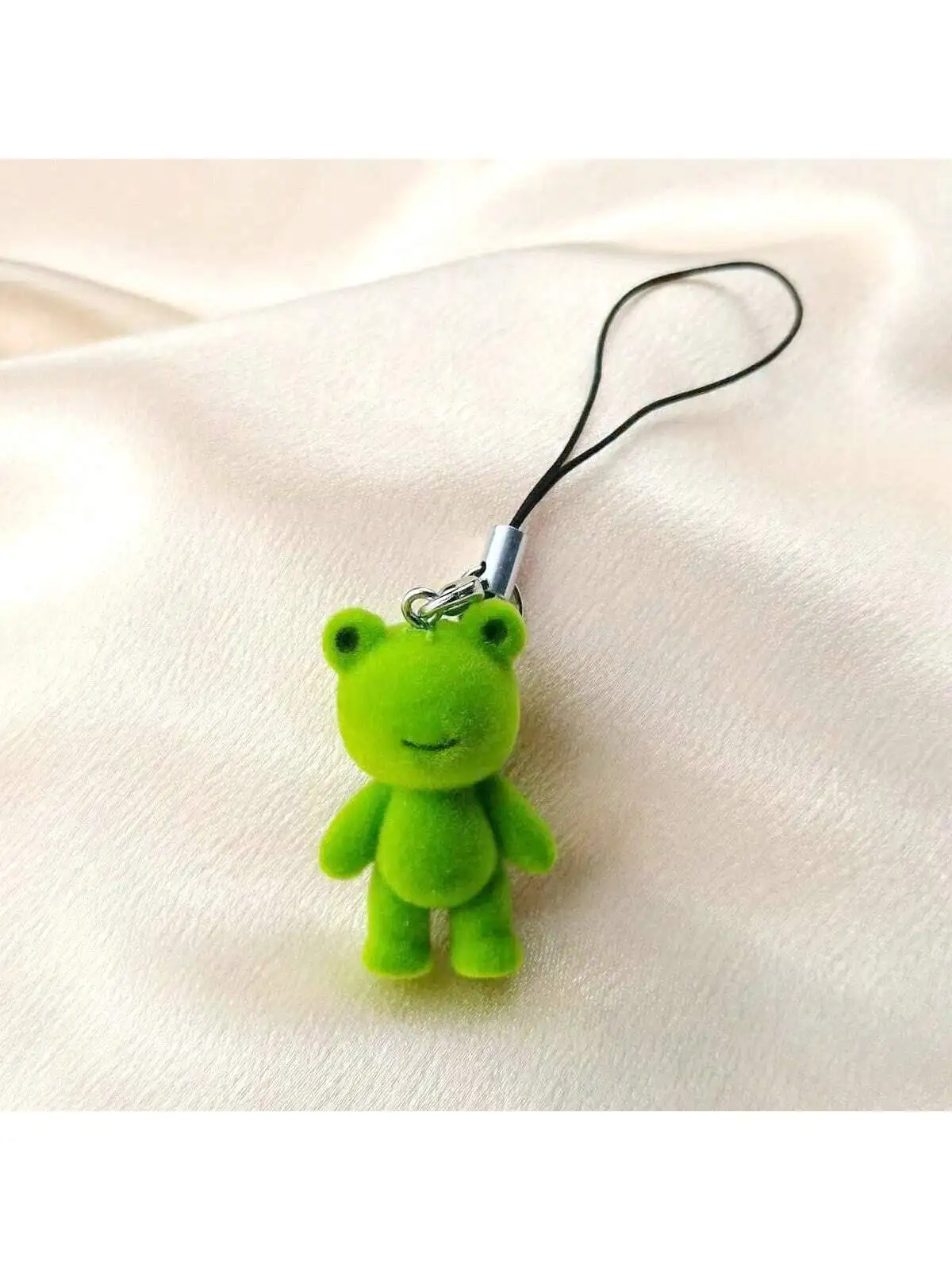 

2pc Cute Resin Flocked 3D Frog Keychain, Adorable Flocked Animal Key Chain For Couples, Bags, Phone Cases, Party Favors