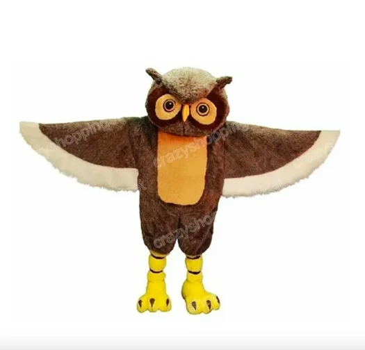 

Новый взрослый плюшевый костюм-маскот коричневой совы для Хэллоуина и Рождества, забавный мультяшный наряд