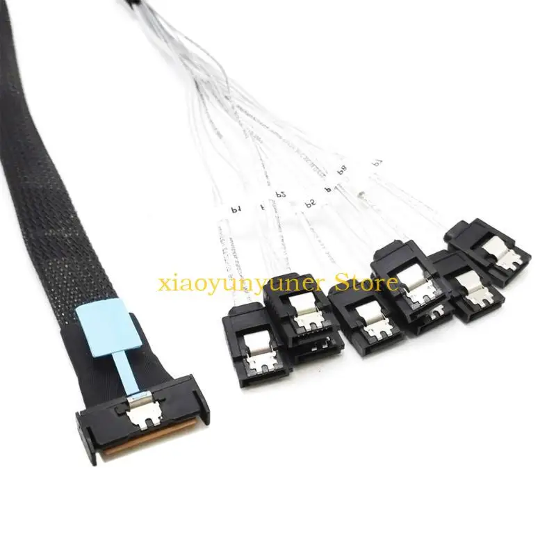 P9JB Professional MCIO 8i 74P Male To 8xSATA Male Cable 74Pin SATA3.0 50cm