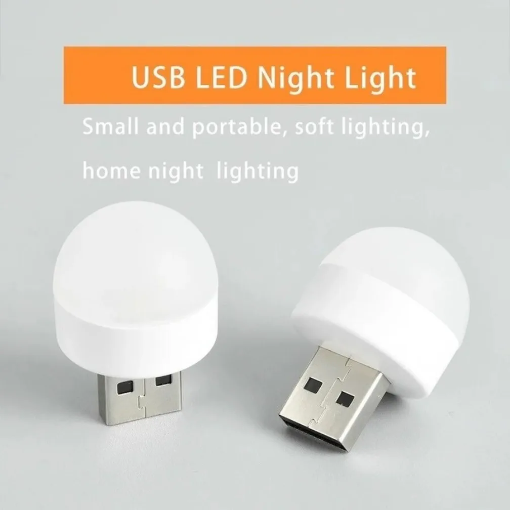 LED Night Light USB Plug Lamp Computer Mobile Power Charging Small Book Lamps LED Eye Protection Reading Light Round Night Light