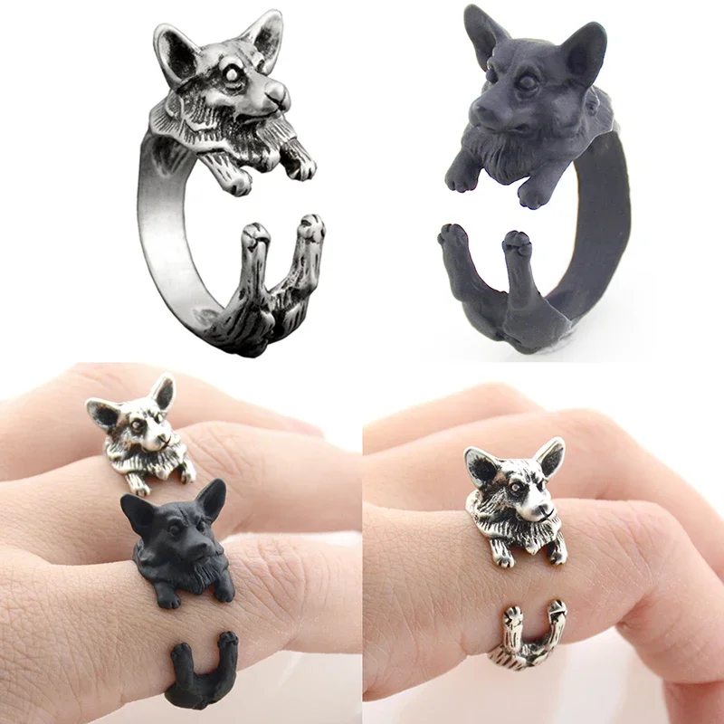 Yorkshire Terrier & Welsh Corgi & Greyhound & Jack Russell Dog Wrap Ring For Women West Highland Yorky & Westie Animal Rings Men