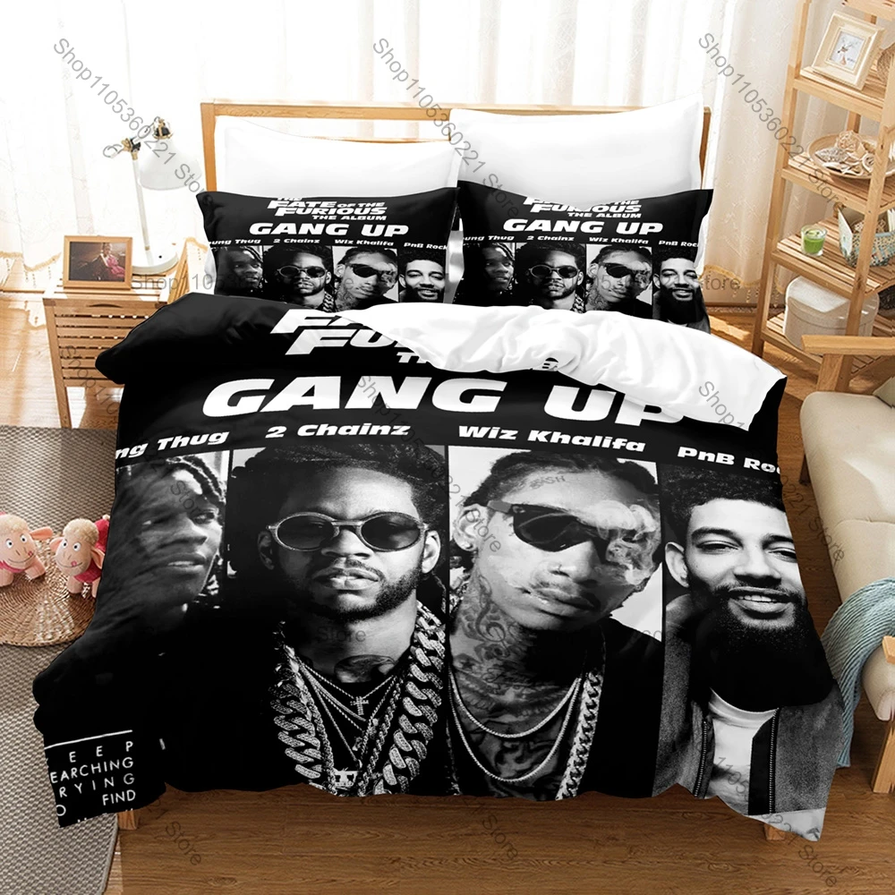 

YoungBoy Never Broke Again Duvet Cover + 2 Pillowcases Rap Singer Print Soft Bedding Set Bedroom Decor for Hip Hop Fans