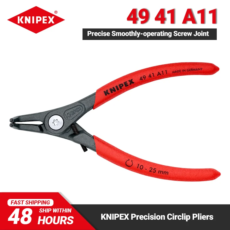 KNIPEX 49 41 A11 Precision Circlip Pliers Non-slipping 130mm Length Internal Spring Plier for External Circlips on Shafts