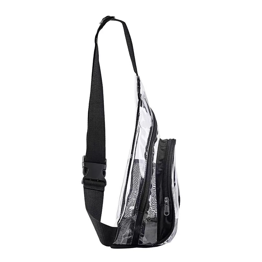 

High Quality Clear Men Sling Chest Bag Portable Stadium Approved Small PVC Crossbody Backpacks Waterproof Casual Messenger Purse