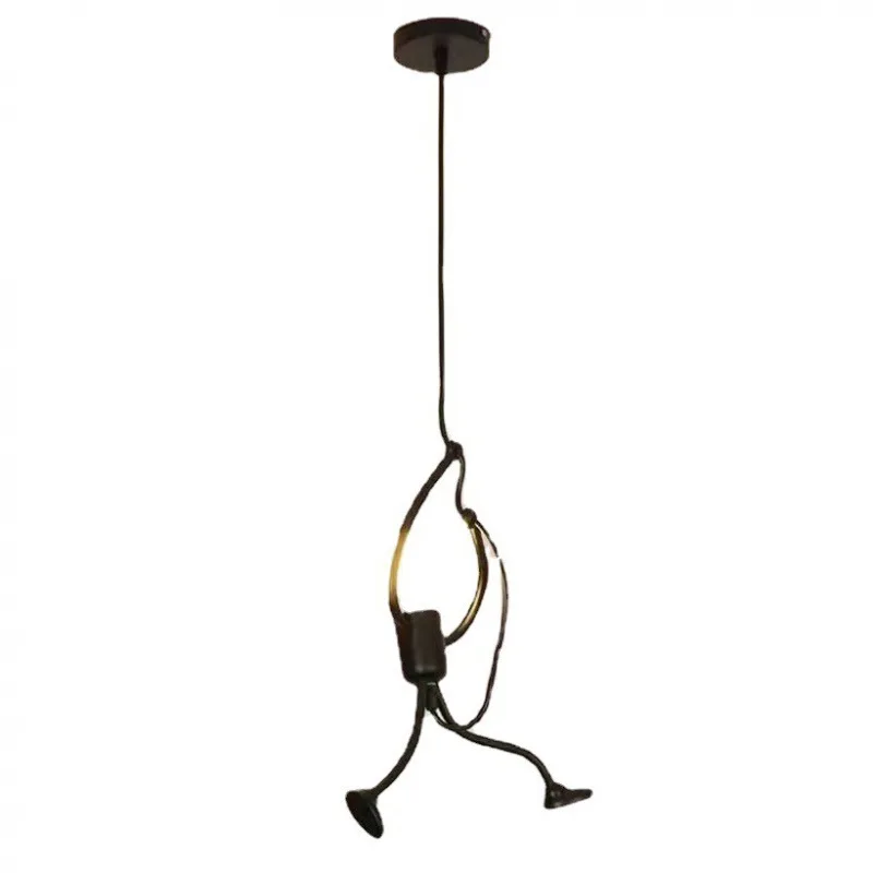 Suspension LED personnalisée Little Man, ligne de fer vintage, décoration d'art moderne, cuisine et salon