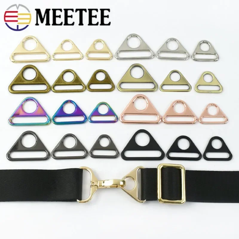 5/10Pcs Meetee 20-50mm Metal Triangle Ring Buckle Bag Strap Anti-slip Adjust Slider Clasp Bikini Connect Hook Sewing Accessories