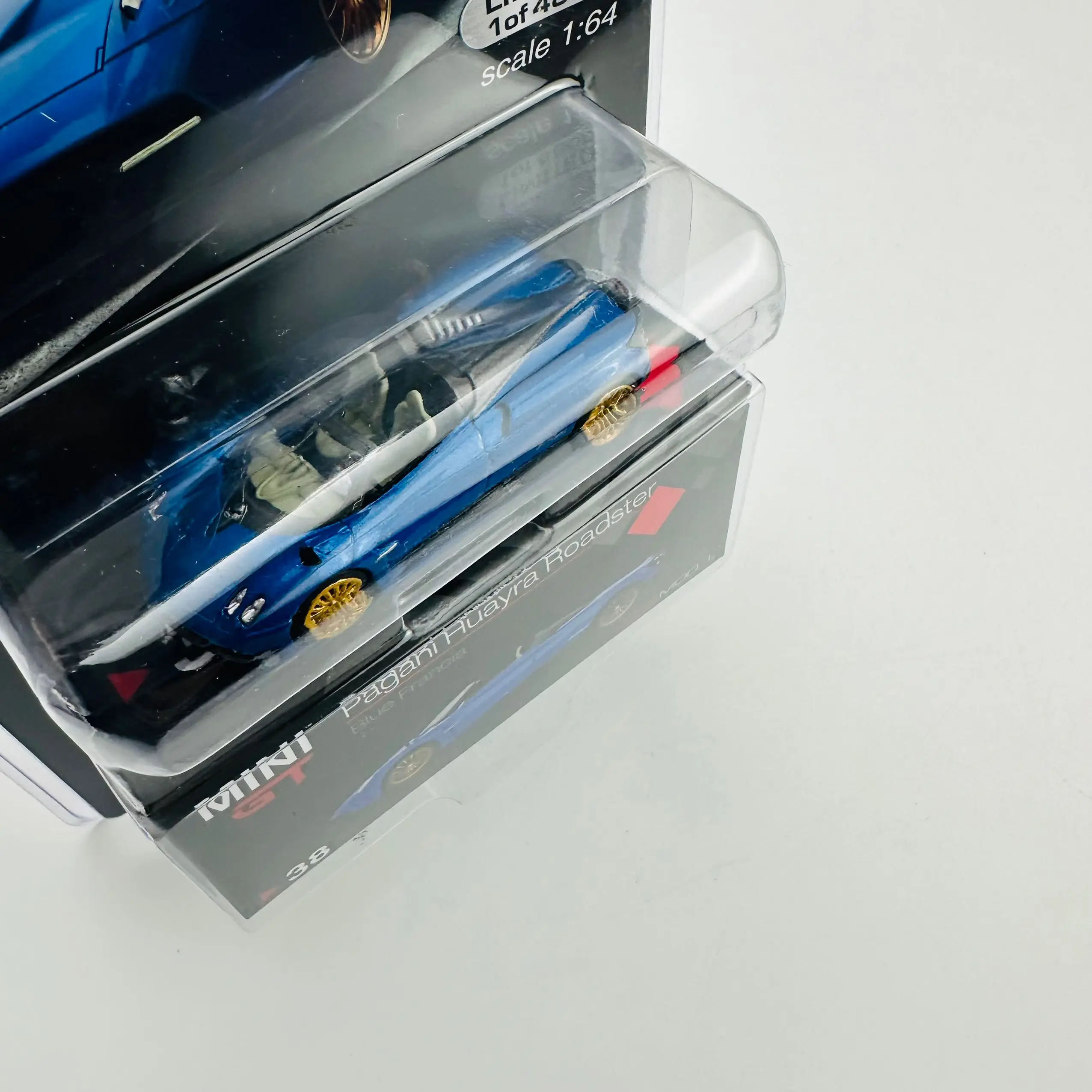 Modelo de coche TSM Mini Gt 1/64 Minigt 38 Pagani Huayra Roadster Blue Francia MJ, aleación fundida, colección