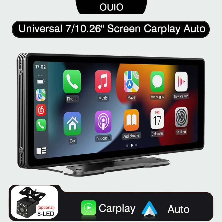 

Универсальный 10,26-дюймовый экран Carplay, автомобильный радиоприемник, мультимедийный видеоплеер, беспроводной экран Carplay для Apple или Android, видео MP5-плеер