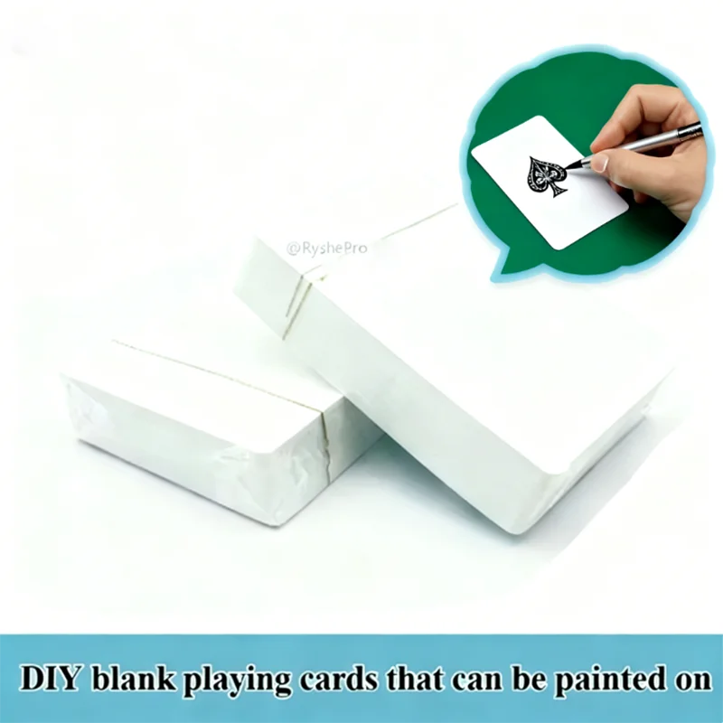 Cartas de jogo em branco 54 peças, cartas flash de índice em branco branco de dois lados para escrever em estudo imprimível, aprendizagem, cartões de jogo de presente diy