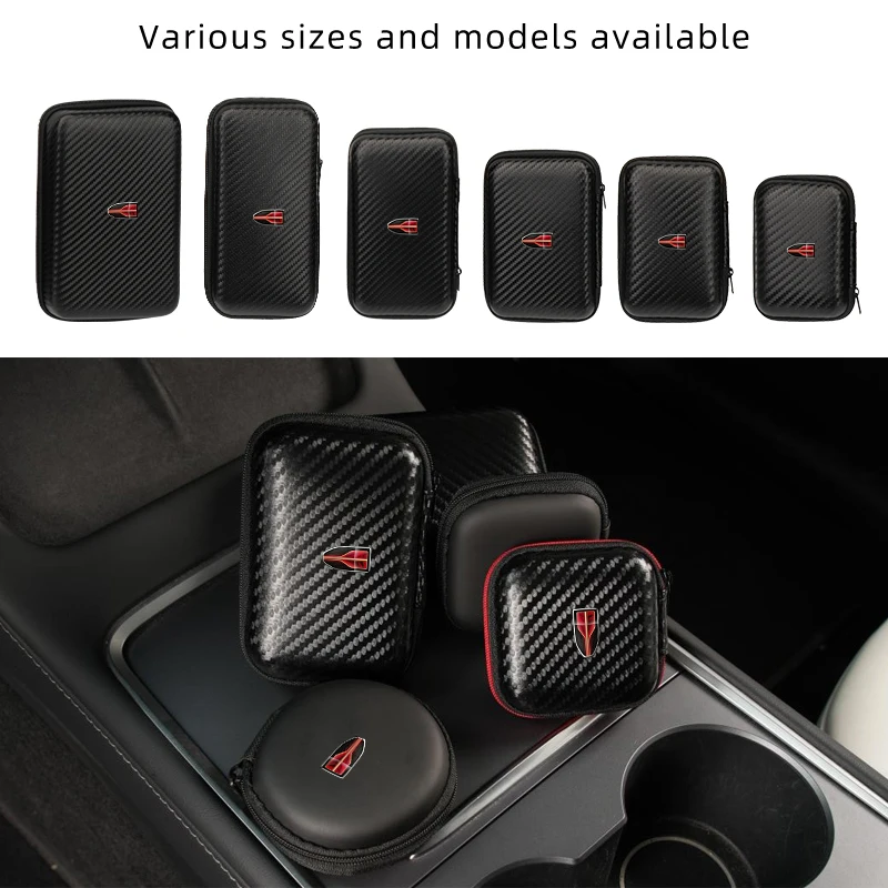 Car Logo EVA Storage Bag Data Cable Charger Headphone Accessory Bag For Hongqi HS5 H5 H9 E-QH5 HS7 E-HS9 H7 E-HS3