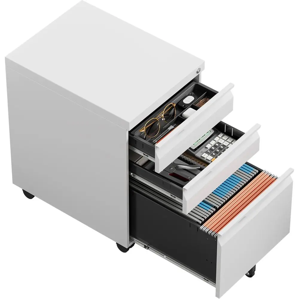 

Металлический шкаф для документов под стол с колесиками, для подвесных папок формата А4/Letter, белый