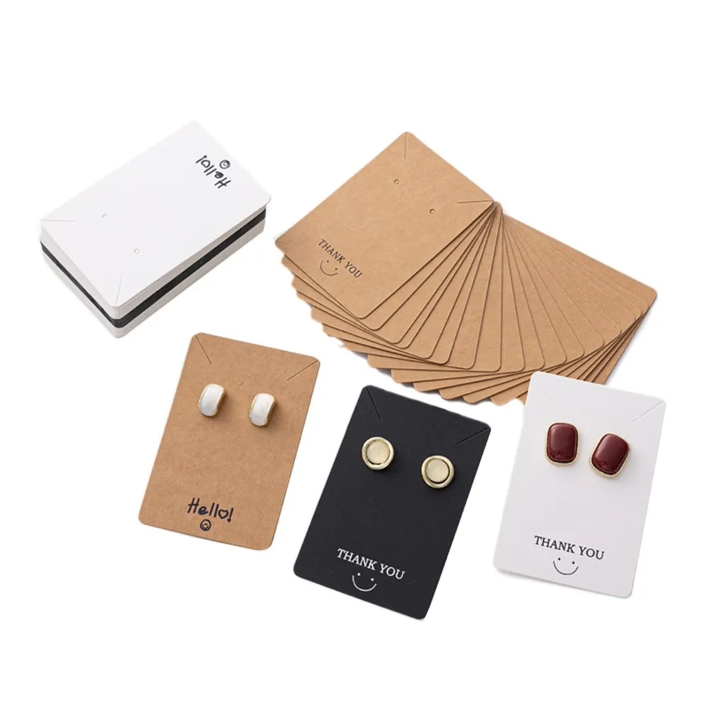 

50Pcs 6x9cm Earring Necklace Display Cards Blank Kraft Paper Tags For DIY Jewelry Cardboard Hang Tag Small Businesses Supplies