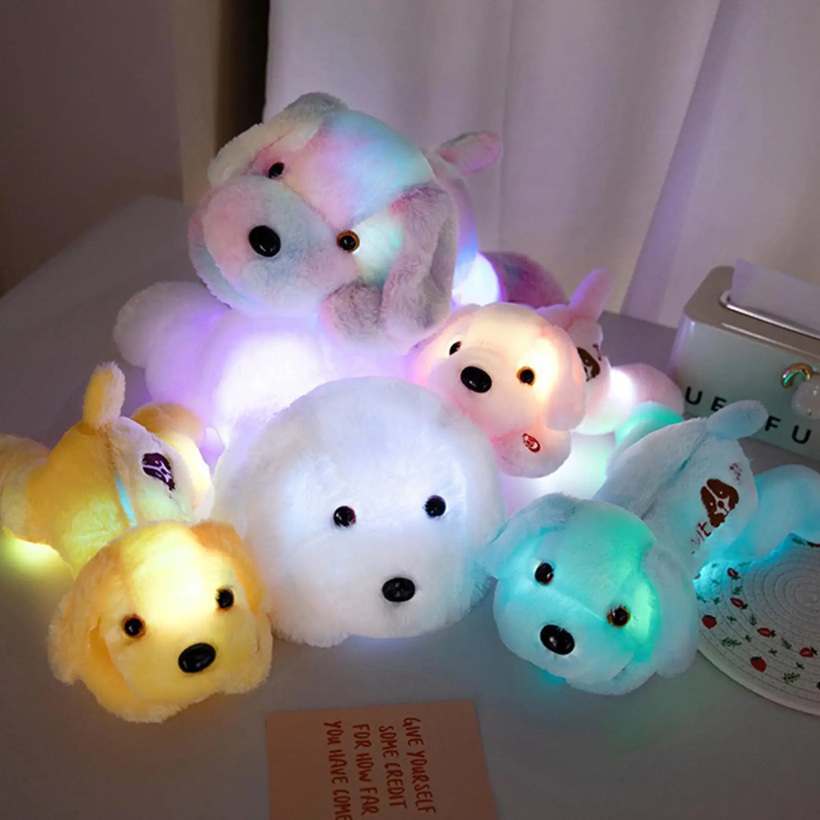 Light Up Puppy Plush Plush Puppy Night Lights 14 Inch Creative Night Light Lovely LED Dog Soft Plushies Toy For Kids On