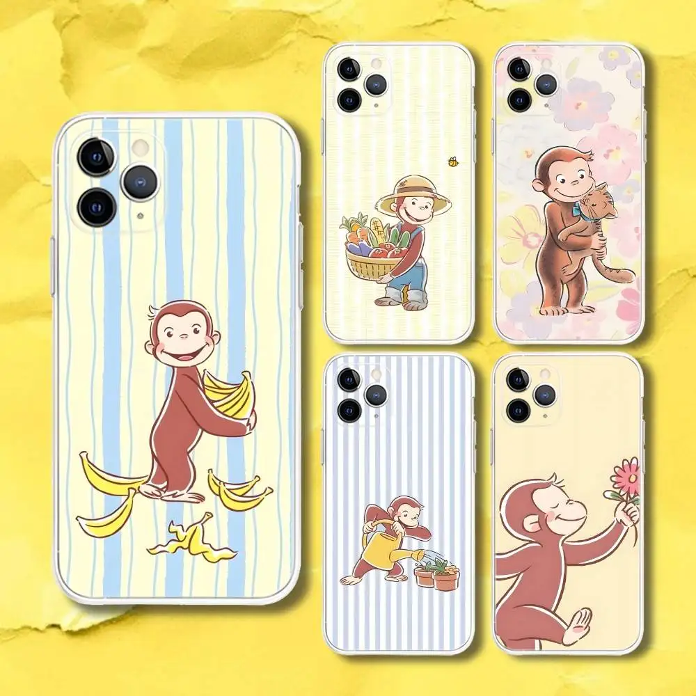 

C-Curious Monkey G-George Phone Case For iPhone 17,16,15,11,12,14,13 Pro Max Plus Mini X,XS,XR,16E Air Transparent Cover Fundas