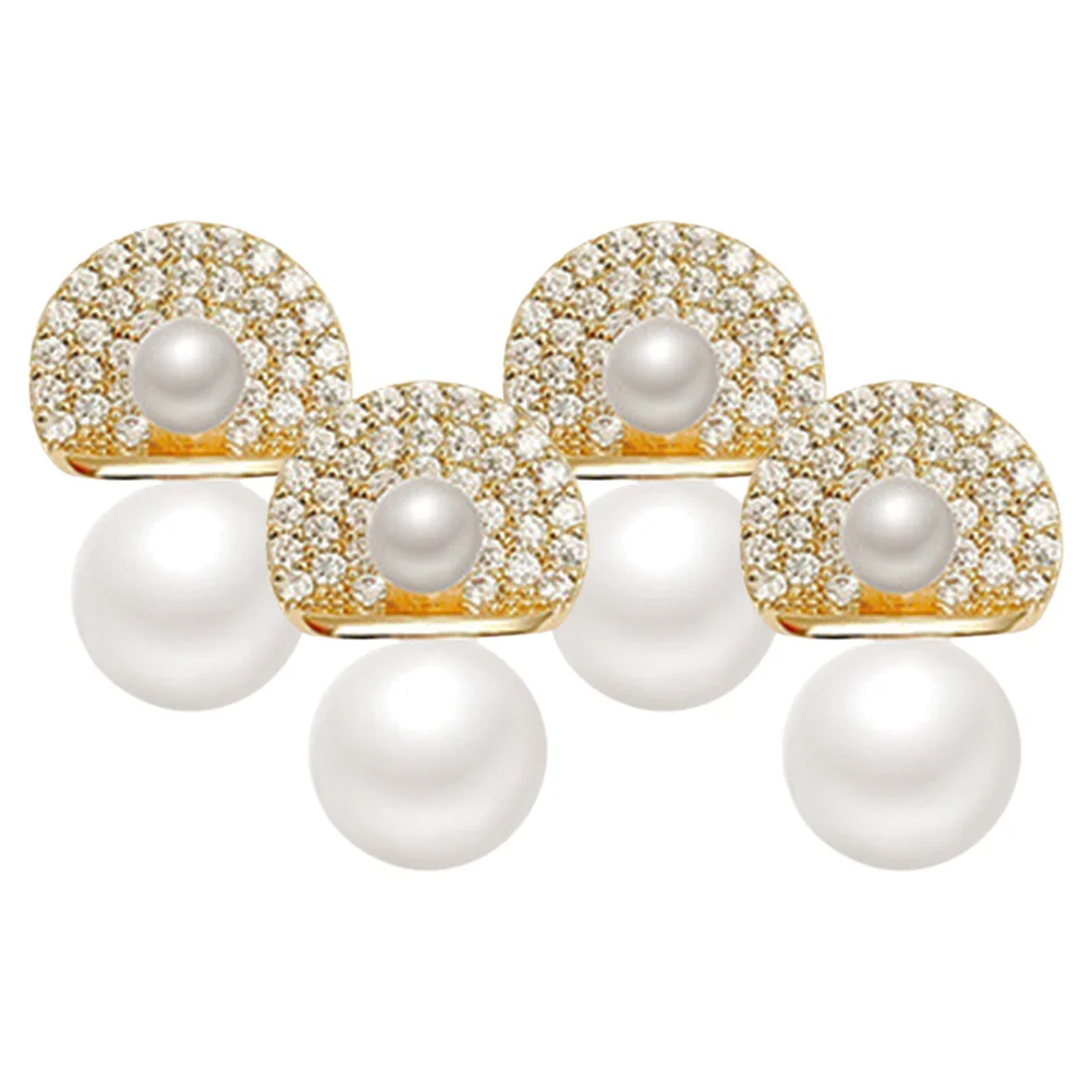 

2Pairs Simulation Pearl Earrings Rhinestones Female Party Earrings Elegant Ear Adornment Gifts Pearl Ear Earring for Female