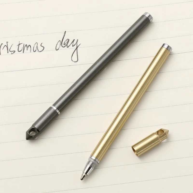 Brass Mini Bolt Pen EDC Portable Keychain Pendant Travel Pocket Signature Pen Portable Metal Ballpoint Pen Gift
