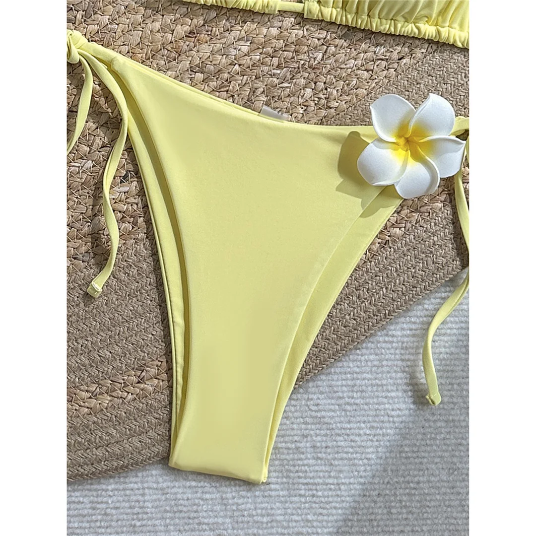 Neuer bedruckter Bikini mit Weste und Neckholder, Damen-Badeanzug, dreiteiliges Bikini-Set, gepolsterter Badeanzug, Badebekleidung, Schwimmanzug V8309 – Detail 15