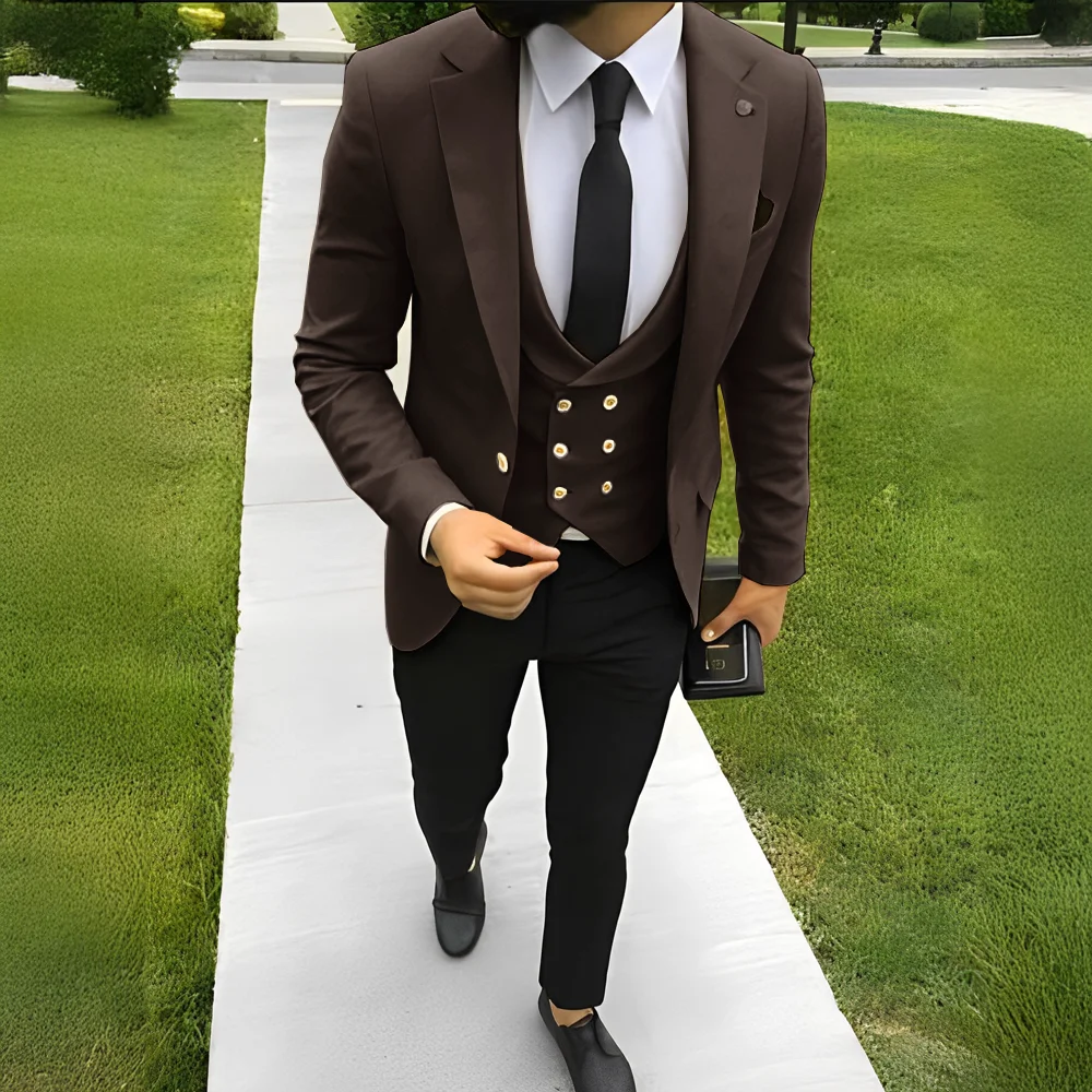 Fashionable Men's Suit 3 Piece Suit Wedding Groom Tuxedo Party Tailor-Made Male Suit (Jacket Pants Vest)