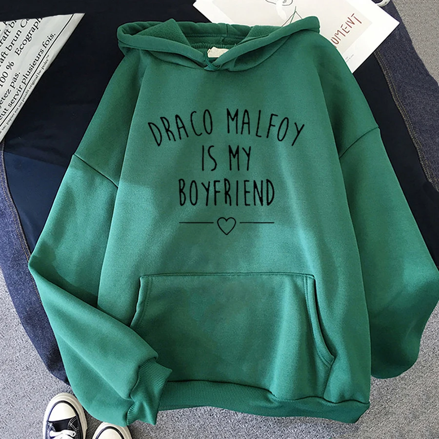 Draco Malfoy Is My Boyfriend Letter Print Hoodie Women Green Casual Sudaderas Hoodies New Fashion Harajuku Sweatshirts Hooded