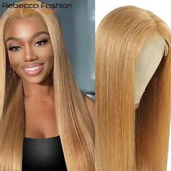 Rebecca Golden Blond Straight 13*5*1 T Lace Front Human Hair Wig For Black Women PrePlucked 100% Human Hair Remy QVR Hair Wigs