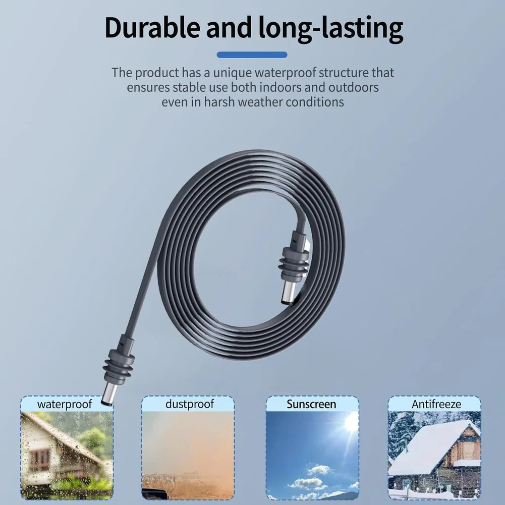 Flat Dc To Dc Charging Cable Waterproof Dustproof Pvc Copper Wire For Starlink Perfect For Multiple Outdoor Activities