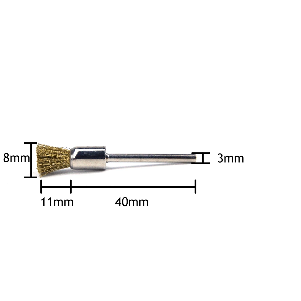 Imagem -03 - Haste de Bronze Fio Roda Escova Mm8 mm Diâmetro Polimento Escova para Mini Broca Metal Ferrugem Remoção Dremel Ferramentas Giratórias 10 Peças mm