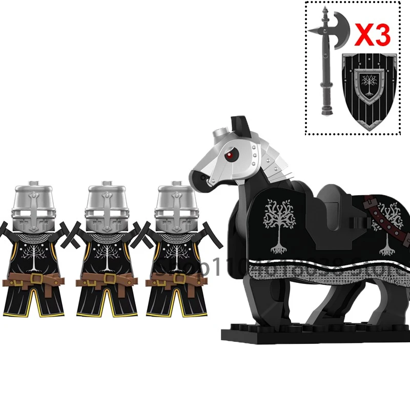 Green Dragon Raven Knights Shield Actionfiguren MOC Mittelalterliche antike Ritter Szene Baustein Kreatives Spielzeug für Kinder