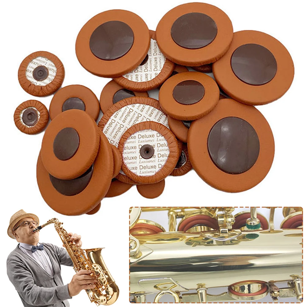 Sax Pads Long Lasting Sax Repair Pads Professional Leather Saxophone Cushions Sax Leather Pads for Sax Enthusiasts Players