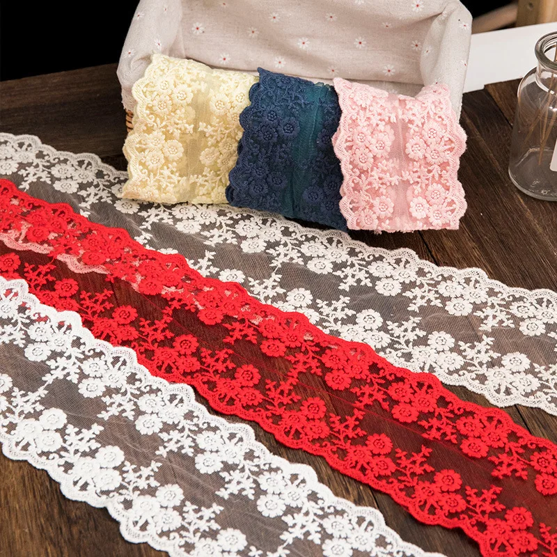 11CM Single Color Cotton Thread Ribbons Water Soluble Embroidery Mesh 15 Yards Lace Bilateral Symmetrical Bow Hair Accessory