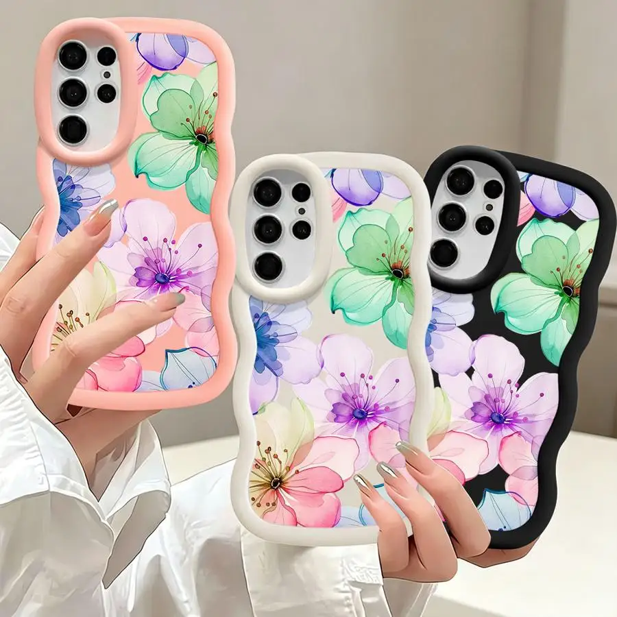 Soft Phone Cover Case for Samsung Galaxy S26 S23 Plus S25+ S24+ S25 S21 S22 Ultra S24 S20 FE Pastel Multicolor Floral