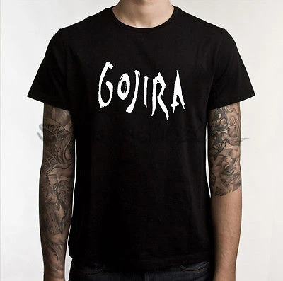 mens tee-shirt Gojira T-shirt Men's Metal Music Cotton Black Tee Shirt