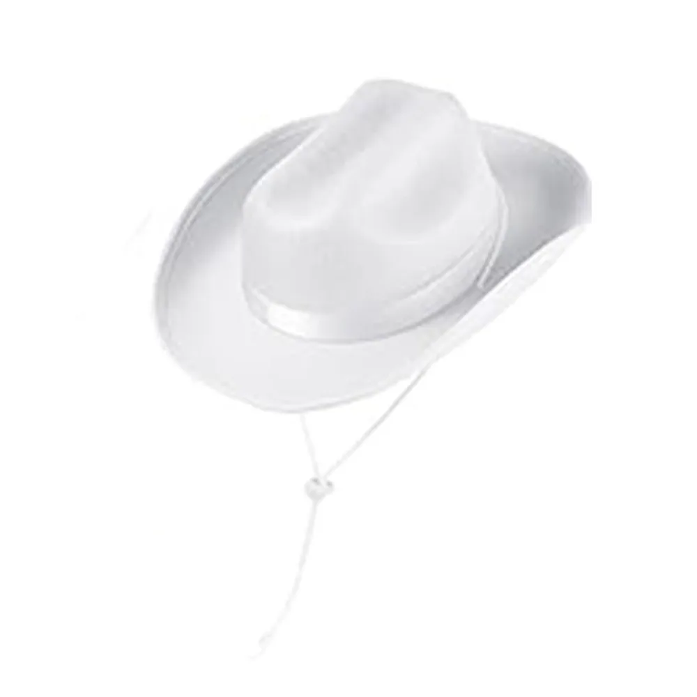 Solid Color Kids Cowboy Hat Breathable Wide Brim Western Cowgirl Hat Non-woven with Windproof Rope