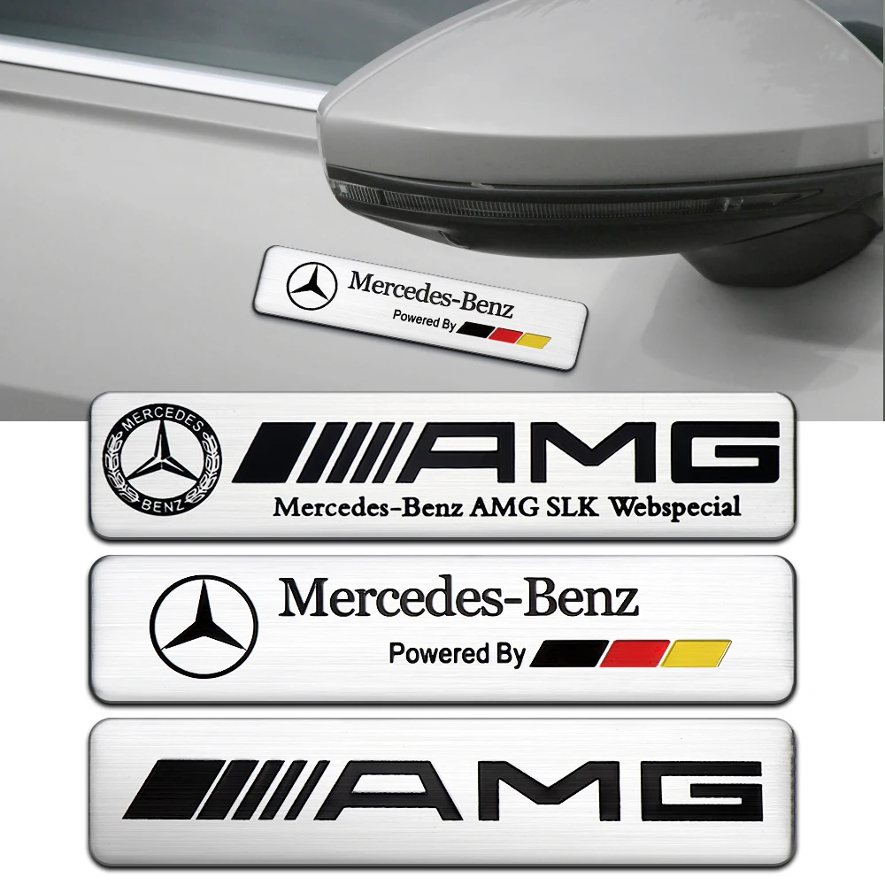 Aluminum Car Side Fender Stickers Alloy Badge Auto Logo Rear Trunk Decals For Mercedes Benz Exclusive AMG W108 W124 W126 4MATIC