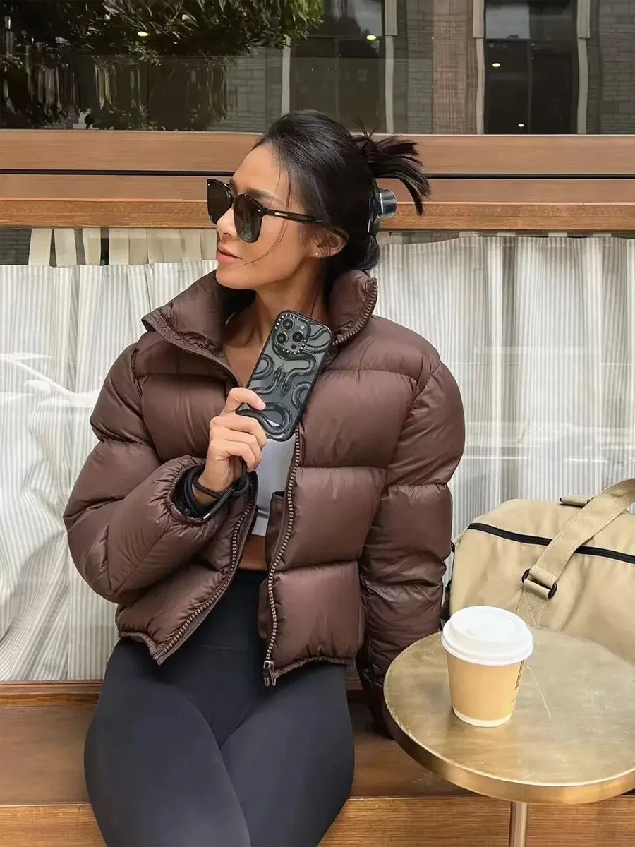 Short Coats Parkas Women Zipper Jackets Full Sleeve Thick Warm Jacket Y2k Streetwear Elegant Work Solid Coat Autumn Winter 2025