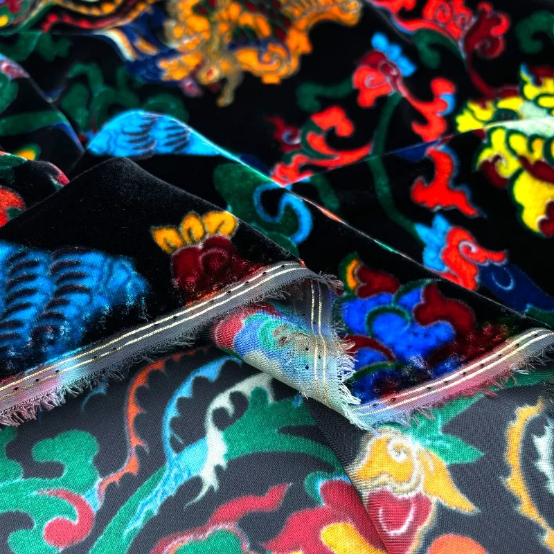 高品質の新しいシルクベルベットジャカード桑生地メーターによる衣料用デジタルプリントドレスチャイナブラウスイブニングドレス